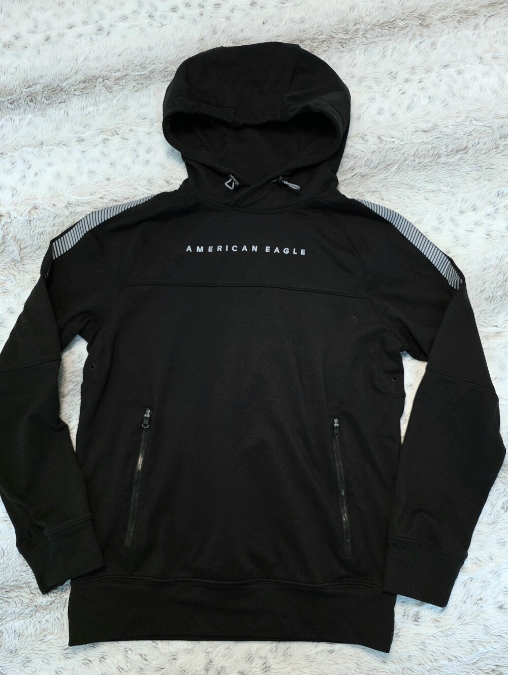 American Eagle Outfitters Men's Black Hooded Pullover Hoodie XS